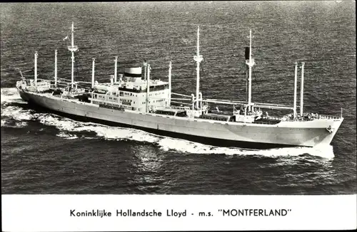 Ak Dampfschiff MS Montferland, Königlich Holländischer Lloyd, KHL, Frachtschiff