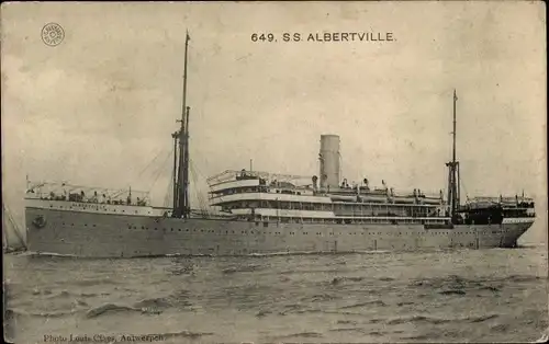 Ak SS Albertville, Co. Maritime Belge