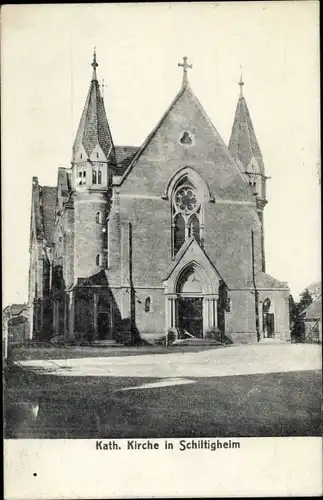 Ak Schiltigheim Strasbourg Straßburg Elsass Bas Rhin, kath. Kirche