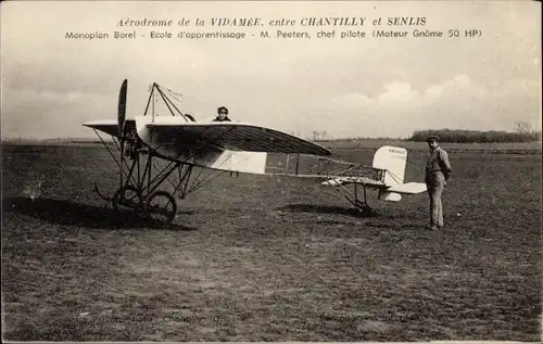 Ak Chantilly Oise, Aerodrome de la Vidamee, Monoplan Borel, Ecole d'apprentissage, M. Pecters