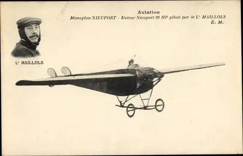 Ak Aviation, Monoplan Nieuport, L' Maillols, Aviateur