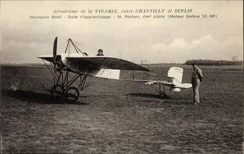 Ak Chantilly Oise, Aerodrome de la Vidamee, Monoplan Borel, Ecole d'apprentissage, M. Pecters