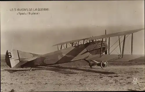 Ak Französisches Militärflugzeug, Spad, Bi place