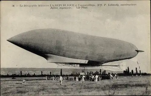 Ak Dirigeable Militaire La Republique, Lebaudy, Luftschiff