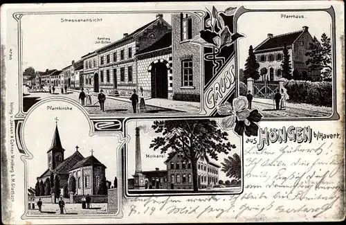 Litho Höngen Hoengen Alsdorf Nordrhein Westfalen, Pfarrhaus, Pfarrkirche, Molkerei, Handlung Billen