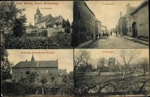 Ak Millen Selfkant Nordrhein Westfalen, Dorfkirche, Ehemalige Benediktiner Propstei, Burgruine