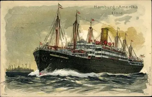 Künstler Litho Bohrdt, Hans, Dampfschiff President Lincoln, HAPAG