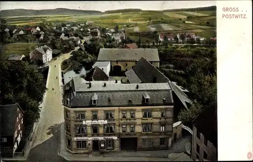 Ak Großpostwitz in Sachsen, Blick auf den Ort, Restaurant Zum Ratskeller