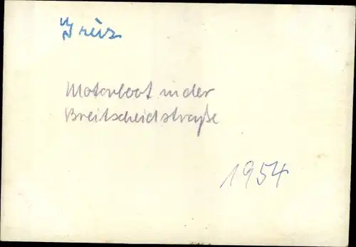 Foto Greiz im Vogtland, Breitscheidstraße, Hochwasser 1954, Motorboot