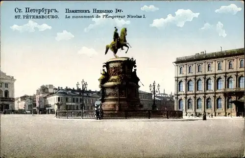 Ak Sankt Petersburg Russland, Le monument de l'Empereur Nicolas I