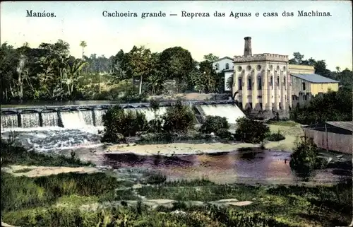 Ak Manaos Manaus Brasilien, Cachoeira grande, Repreza das Aguas e casa des Machinas