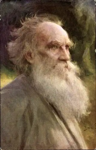 Künstler Ak Styka, Jan,  Russischer Schriftsteller Lew Nikolajewitsch Tolstoi, Portrait