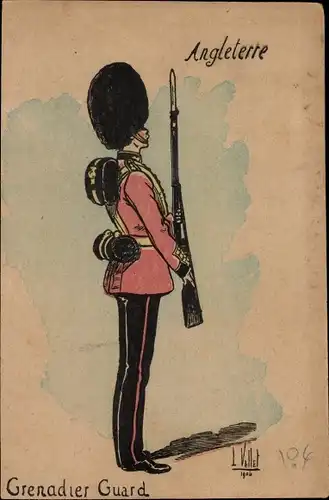 Künstler Litho Vallet, Grenadier Guard, Britischer Soldat in Uniform