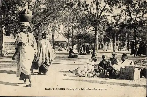 Ak Saint Louis Senegal, Marchands nègres, Afrikanische Straßenverkäufer