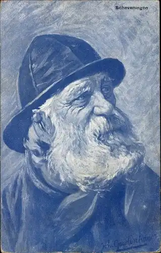 Künstler Ak Scheveningen Den Haag Südholland, der alte Fischer, Portrait