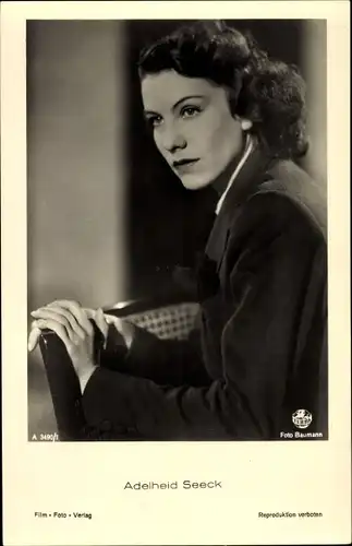 Ak Schauspielerin Adelheid Seeck, Seitenportrait
