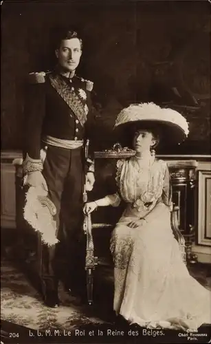 Ak König Albert I. von Belgien, Königin Elisabeth, Elisabeth Gabriele in Bayern