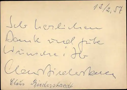 Ak Autogramm von Schauspieler Claus Biederstaedt 1957