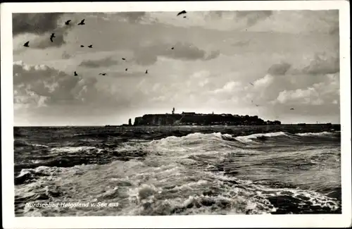 Ak Helgoland, Blick von der See aus