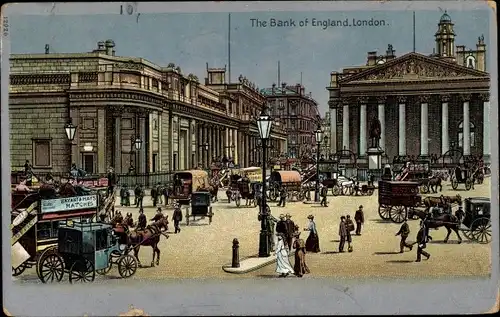 Litho London City England, The Bank of England