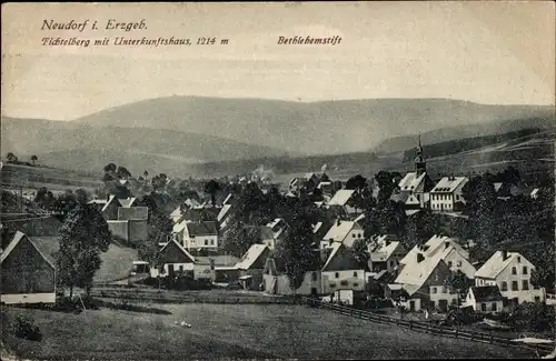 Ak Neudorf Sehmatal im Erzgebirge, Fichtelberg mit Unterkunftshaus, Bethlehemstift