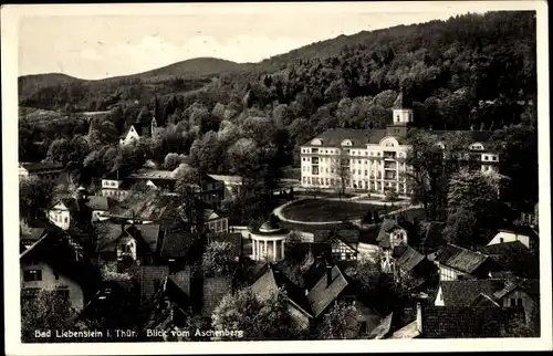 Ak Bad Liebenstein im Wartburgkreis Thüringen, Stadtpanorama vom Aschenberg, Schloss