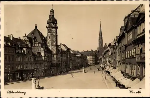 Ak Altenburg in Thüringen, Markt, Ortpartie mit Kirchturm