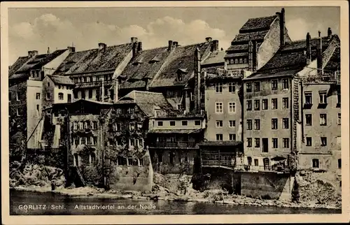 Ak Görlitz in der Lausitz, Altstadtviertel an der Neiße