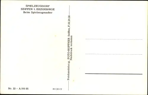 Ak Seiffen Erzgebirge, Spielzeugdorf, Spielzeugmacher, Weihnachtspyramide