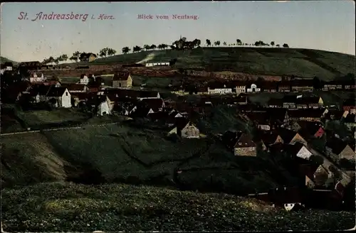 Ak Sankt Andreasberg Braunlage im Oberharz, Blick vom Neufang auf den Ort