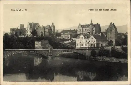 Ak Saalfeld an der Saale Thüringen, Partie an der Neuen Brücke