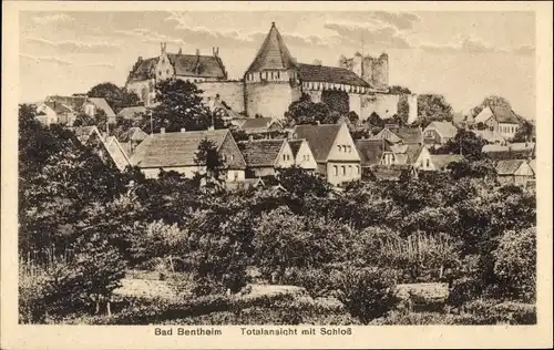 Ak Bad Bentheim in Niedersachsen, Totalansicht mit Schloss