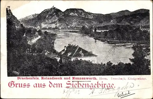 Ak Königswinter am Rhein, Drachenfels, Rolandseck und Nonnenwerth