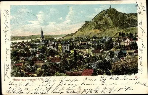 Litho Bad Honnef am Rhein, Panorama mit Drachenfels