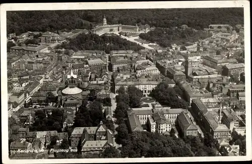 Ak Karlsruhe in Baden, Panorama vom Flugzeug aus