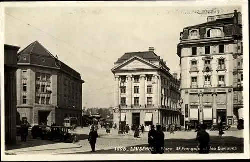 Ak Lausanne Kanton Waadt, Place St. Francois et les Banques