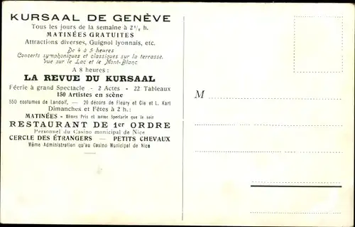 Ak Genève Genf Stadt, La Revue, Apotheose du dernier Acte, Kursaal, Saison 1910