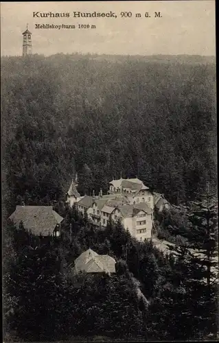 Ak Sand Bühl in Baden, Kurhaus Hundseck, Mehliskopfturm, Panorama