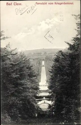 Ak Kleve, Fernsicht vom Kriegerdenkmal, Landschaft