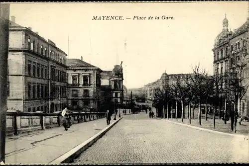 Ak Mainz am Rhein, Place de la Gare