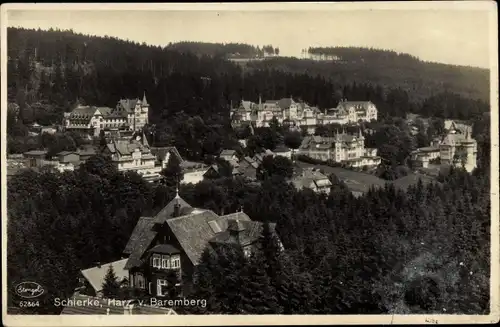 Ak Schierke Wernigerode am Harz, Blick vom Baremberg auf den Ort