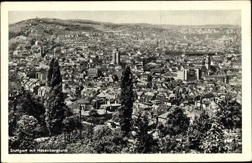 Ak Stuttgart in Württemberg, Stadtansicht mit Hasenbergturm