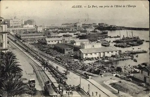 Ak Algier Alger Algerien, Le Port, vue prise de l'Hotel de l'Europe