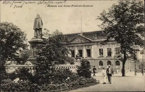 Ak Poznań Posen, Museum, Kaiser Friedrich Denkmal