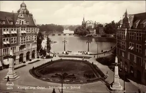 Ak Königsberg in Ostpreußen, Schlossteich v. Schloss
