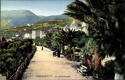 Ak Ospedaletti Liguria, la promenade