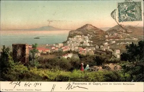 Künstler Ak Capri Neapel Campania, Panorama, preso dal Castello Barbarossa