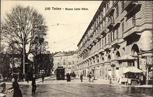 Ak Torino Turin Piemonte, Piazza Carlo Felice