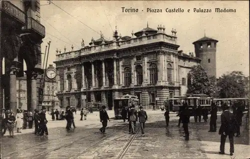 Ak Torino Turin Piemonte, Piazza Castello e Palazzo Madama