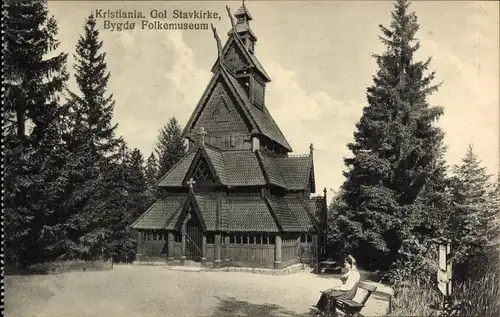 Ak Kristiania Christiania Oslo Norwegen, Gol Stavkirke, Bygdo Folkemuseum